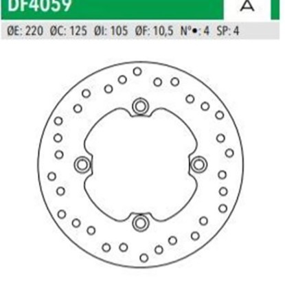 ΔΙΣΚΟΠΛΑΚΑ DF4059A Honda SH125 150 DYLAN125 ΟΠΙΣΘ 220-125-105 4ΤΡ NEWFREN