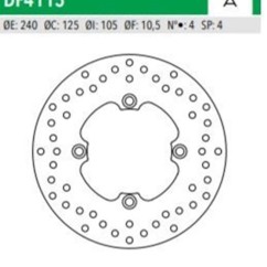 ΔΙΣΚΟΠΛΑΚΑ DF4115A Honda SH125 150 FORZA250 ΕΜΠ 240-125-105 4ΤΡ NEWFREN