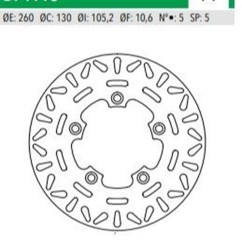 ΔΙΣΚΟΠΛΑΚΑ DF4118A XCITING250 300 500 ΕΜΠ 260-130-105 5ΤΡ NEWFREN