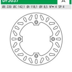 ΔΙΣΚΟΠΛΑΚΑ DF5037A DR250 350 ΟΠΙΣΘ 220-142-118 4ΤΡ NEWFREN