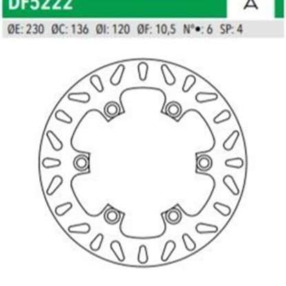 ΔΙΣΚΟΠΛΑΚΑ DF5222A KLE500 KLR650 ΟΠΙΣΘ 230-136-120 6ΤΡ NEWFREN