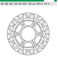 ΔΙΣΚΟΠΛΑΚΑ BMW F650/F800 GS ΕΜΠ 300-120-105 6ΤΡ DF5190AF NEWFREN