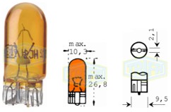 ΛΑΜΠΑ 12V 5W WY5W ΑΚΑΛΥΚΗ ΠΟΡΤΟΚΑΛΙ W2,1X9,5DHV TRIFA ΓΕΡΜ