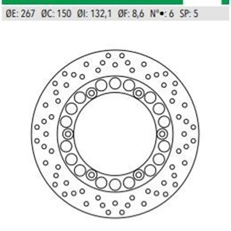 Δισκόπλακα DF5079A TMAX500 FZR1000 MT01 εμπρός/πίσω 267-150-132 6τρ NEWFREN