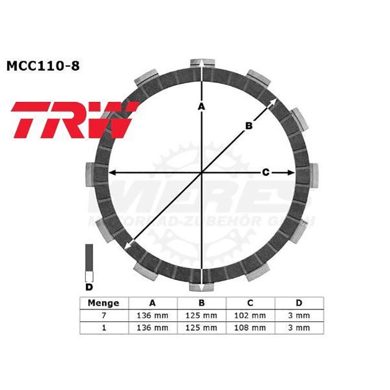 ΔΙΣΚΟΙ ΣΥΜΠΛΕΚΤΗ MCC110-8 Honda CBR600RR ΣΕΤ TRW LUCAS