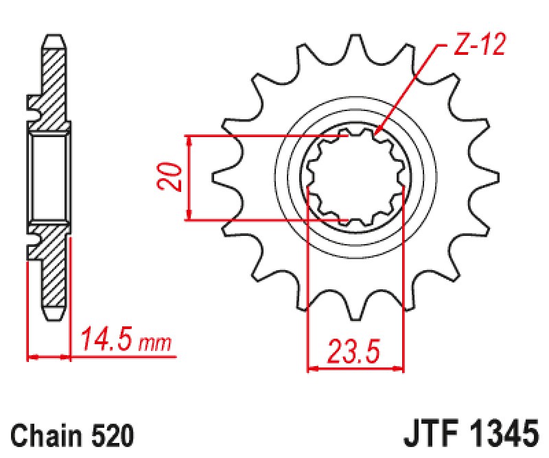 ΓΡΑΝΑΖΙ ΕΜΠΡΟΣΘΙΟ JTF1345.13RB - ΜΕ ΛΑΣΤΙΧΟ JT