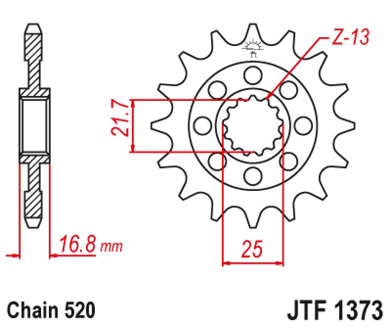 ΓΡΑΝΑΖΙ ΕΜΠΡΟΣΘΙΟ JTF1373.17RB - ΜΕ ΛΑΣΤΙΧΟ JT