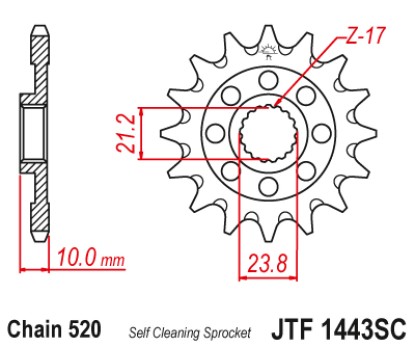 ΓΡΑΝΑΖΙ ΕΜΠΡΟΣΘΙΟ JTF1443.14SC - SELF CLEANING JT