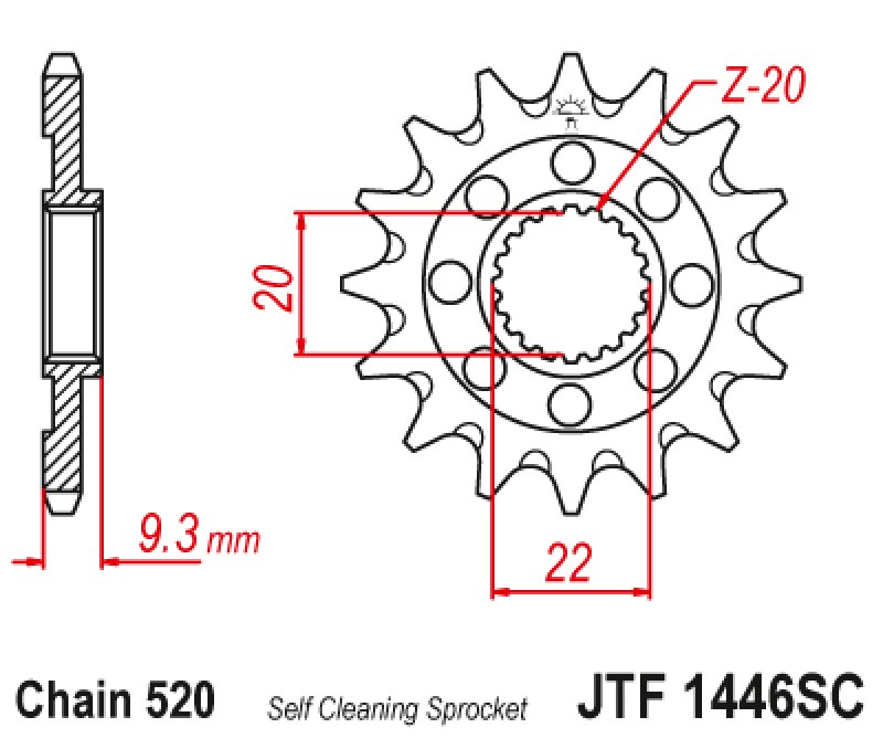 ΓΡΑΝΑΖΙ ΕΜΠΡΟΣΘΙΟ JTF1446.13SC - SELF CLEANING JT