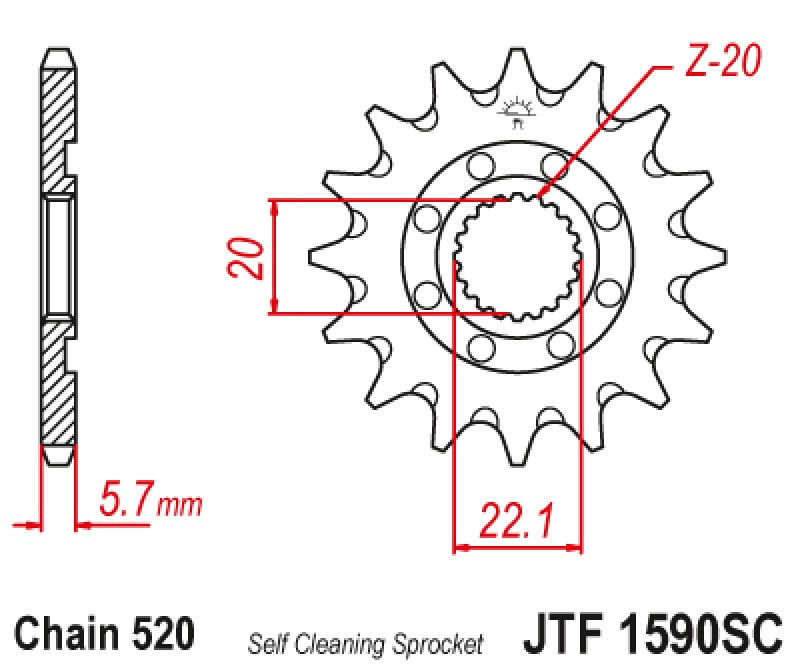 ΓΡΑΝΑΖΙ ΕΜΠΡΟΣΘΙΟ JTF1590.13SC - SELF CLEANING JT