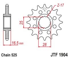 ΓΡΑΝΑΖΙ ΕΜΠΡΟΣΘΙΟ JTF1904.17RB - ΜΕ ΛΑΣΤΙΧΟ JT