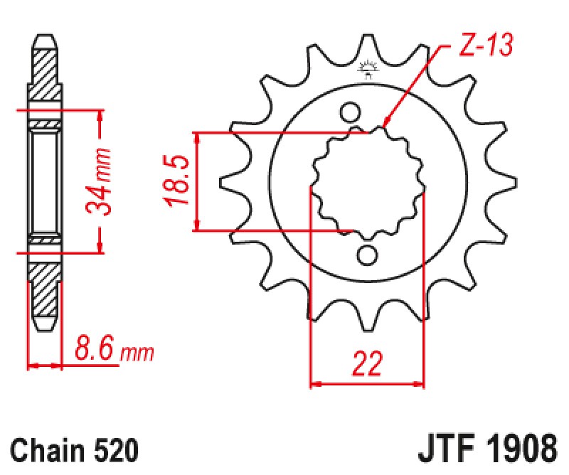 ΓΡΑΝΑΖΙ ΕΜΠΡΟΣΘΙΟ JTF1908.15RB - ΜΕ ΛΑΣΤΙΧΟ JT