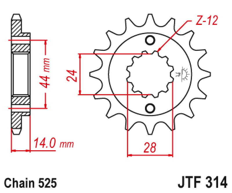 ΓΡΑΝΑΖΙ ΕΜΠΡΟΣΘΙΟ JTF314.16RB - ΜΕ ΛΑΣΤΙΧΟ JT