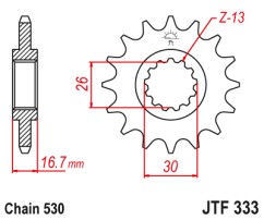 ΓΡΑΝΑΖΙ ΕΜΠΡΟΣΘΙΟ JTF333.16RB - ΜΕ ΛΑΣΤΙΧΟ JT