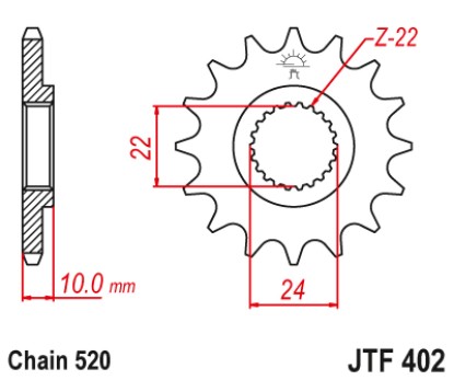 ΓΡΑΝΑΖΙ ΕΜΠΡΟΣΘΙΟ JTF402.16RB - ΜΕ ΛΑΣΤΙΧΟ JT