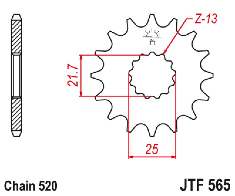 ΓΡΑΝΑΖΙ ΕΜΠΡΟΣΘΙΟ JTF565.16RB - ΜΕ ΛΑΣΤΙΧΟ JT