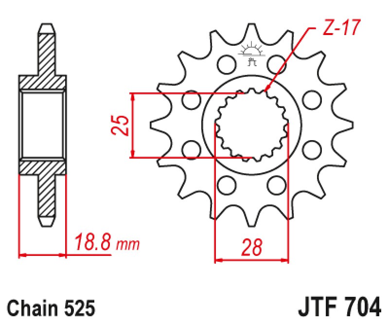 ΓΡΑΝΑΖΙ ΕΜΠΡΟΣΘΙΟ JTF704.16RB - ΜΕ ΛΑΣΤΙΧΟ JT