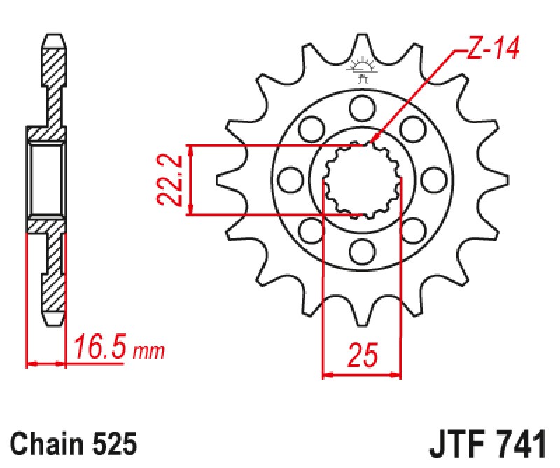 ΓΡΑΝΑΖΙ ΕΜΠΡΟΣΘΙΟ JTF741.15RB - ΜΕ ΛΑΣΤΙΧΟ JT