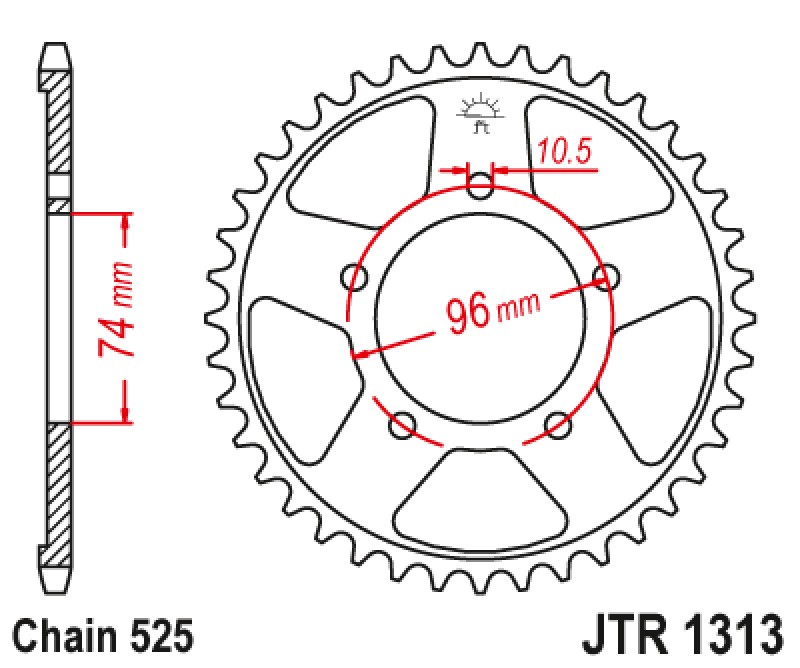 Γρανάζι πίσω JTR1313.42 JT