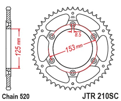 Γρανάζι πίσω JTR210.45SC JT