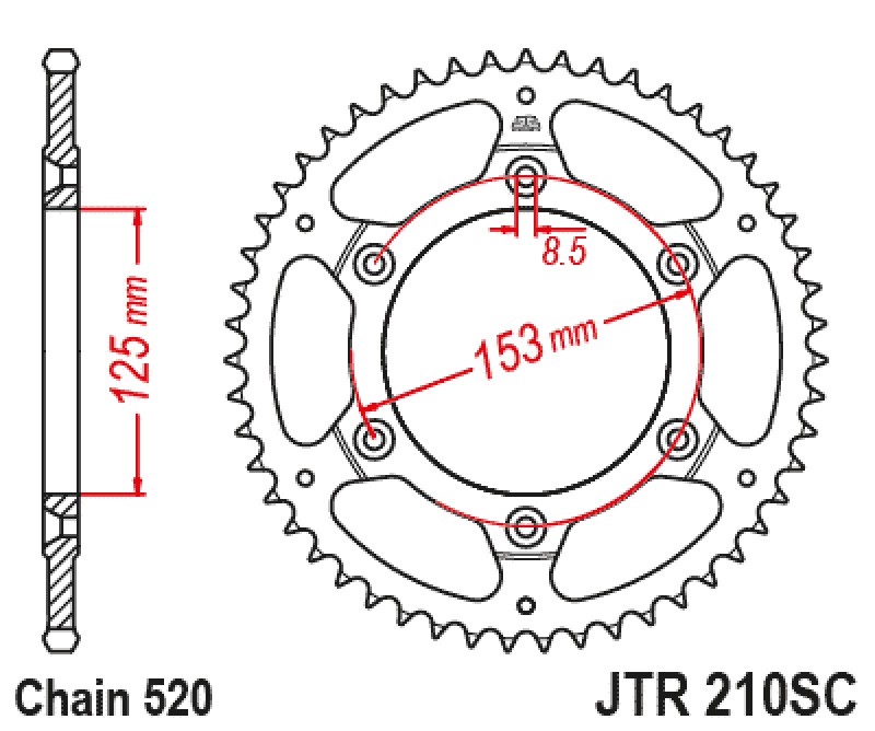 Γρανάζι πίσω JTR210.48SC JT