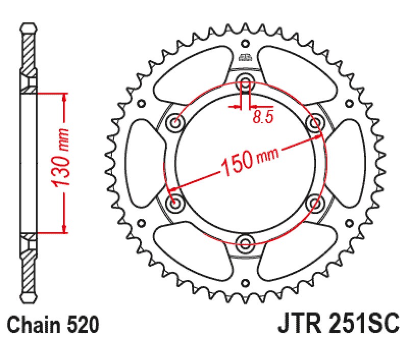 Γρανάζι πίσω JTR251.50SC JT