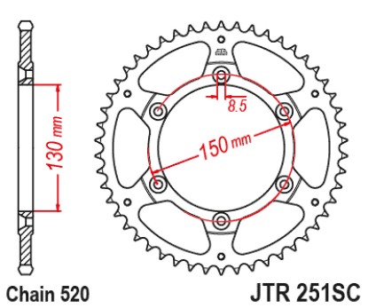 Γρανάζι πίσω JTR251.51SC JT