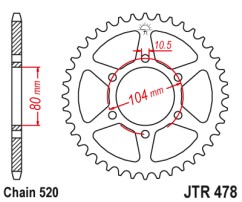 Γρανάζι πίσω JTR478.43 JT