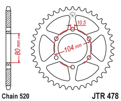 Γρανάζι πίσω JTR478.45ZBK JT