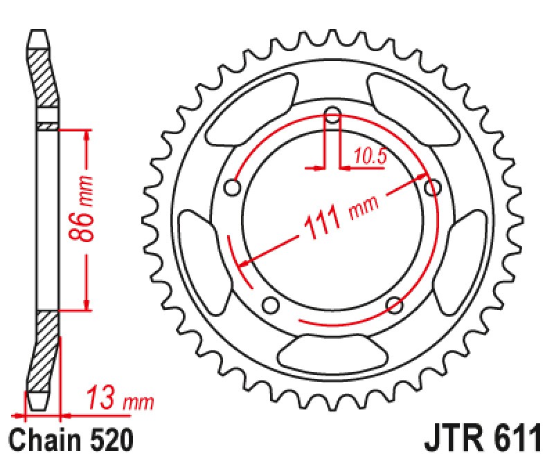 Γρανάζι πίσω JTR611.43 JT