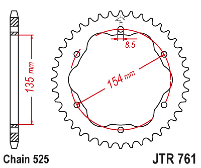 Γρανάζι πίσω JTR761.39 JT