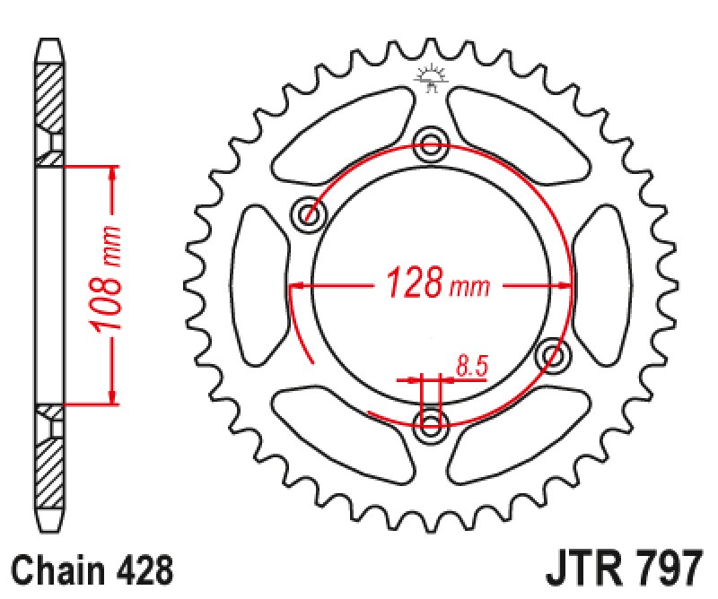 Γρανάζι πίσω JTR797.51 JT