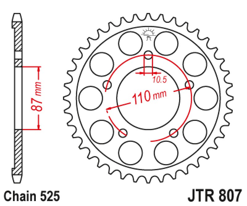 Γρανάζι πίσω JTR807.44ZBK JT