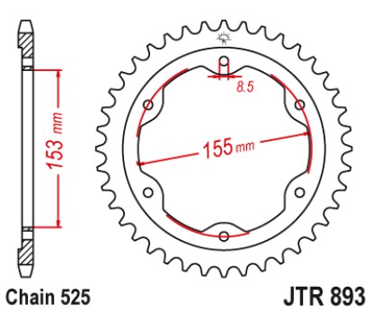 Γρανάζι πίσω JTR893.38ZBK JT