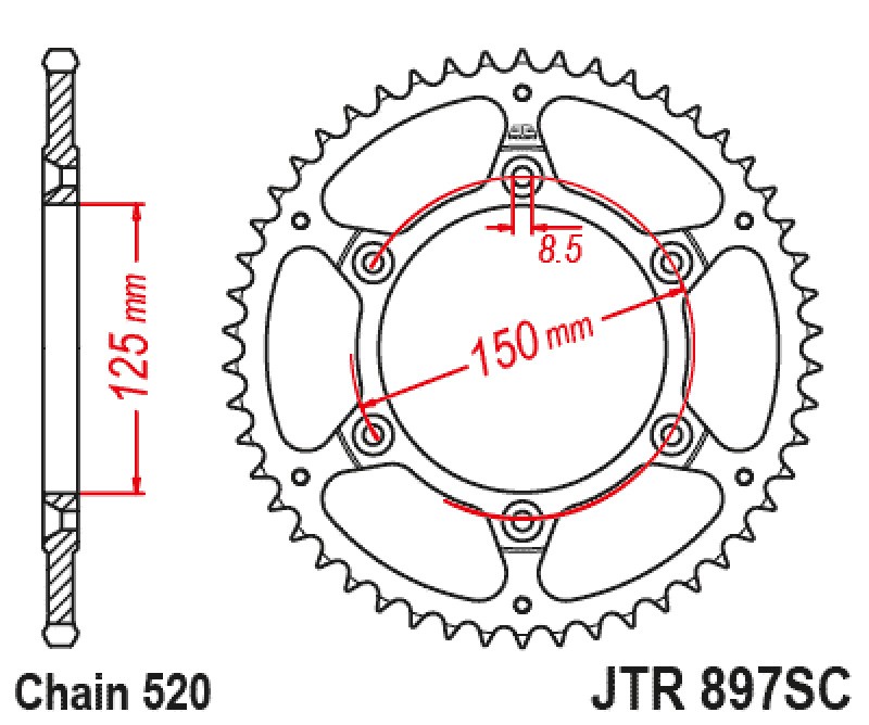 Γρανάζι πίσω JTR897.40SC JT